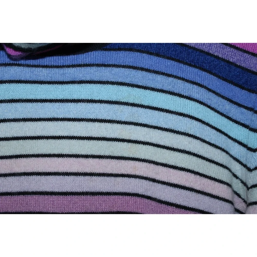 Richard Grand Women's Medium Multicolor Striped Knit Cashmere Turtleneck Sweater